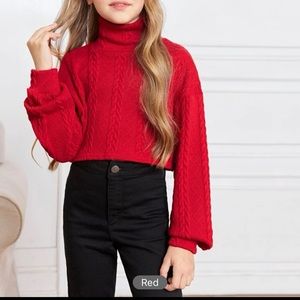 Girls cable turtleneck